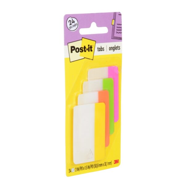 Post-it Tabs, 2″ Wide, 4 Assorted Bright Colors, 6/Color, 24 Tabs