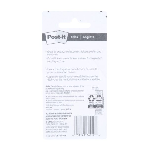Post-it Tabs, 2″ Wide, 4 Assorted Bright Colors, 6/Color, 24 Tabs