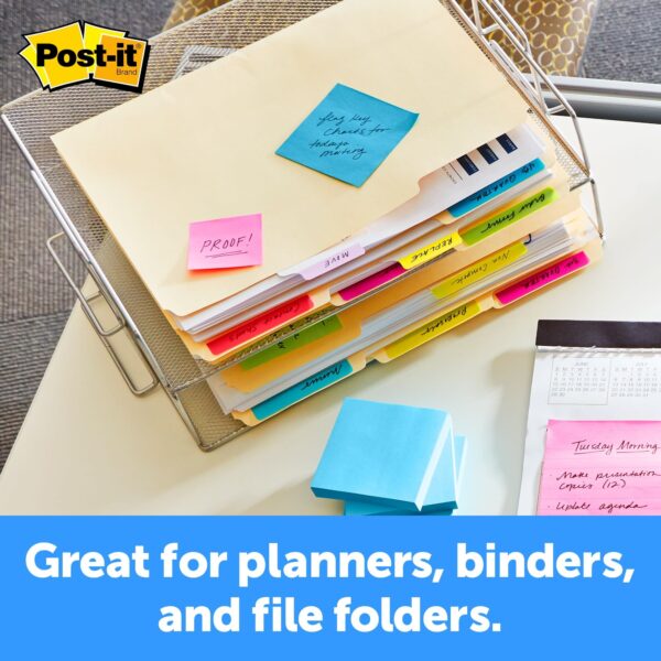 Post-it Tabs, 2″ Wide, 4 Assorted Bright Colors, 6/Color, 24 Tabs