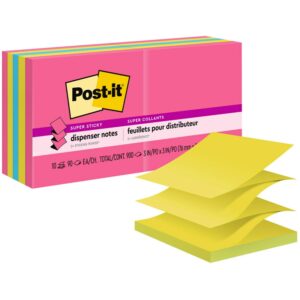 Post-it® Super Sticky Pop-up Notes, 3″ x 3″, Assorted, , Pack Of 10 Pads