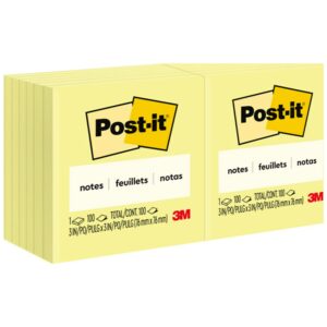 Post-it® Notes, 3 in. x 3 in., Canary Yellow, 12 Pads/Pack - Image 1