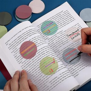 NOGIS Transparent Sticky Notes, 400Pcs Morandi Cute Round Clear Sticky Tabs, Translucent Book Markers Page Flags Stickers, Bible Journaling Accessories Aesthetic Office Study Supplies