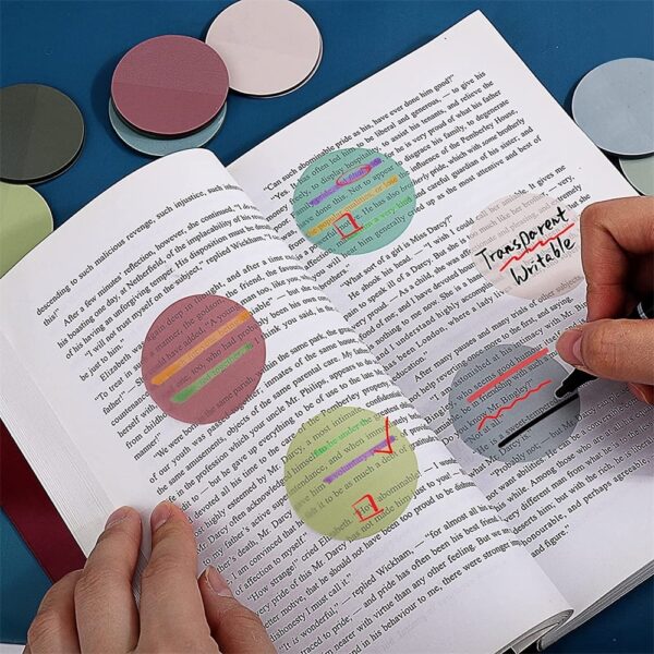 NOGIS Transparent Sticky Notes, 400Pcs Morandi Cute Round Clear Sticky Tabs, Translucent Book Markers Page Flags Stickers, Bible Journaling Accessories Aesthetic Office Study Supplies