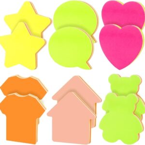 RETON 12Pcs Sticky Notes, Bright Colors Self-Stick Pads, 6 Different Shapes Super Sticking Power Memo Pads, Strong Adhesive,100 Sheets/Pad for Home Office Meeting Notebook(76mm x 76 mm)