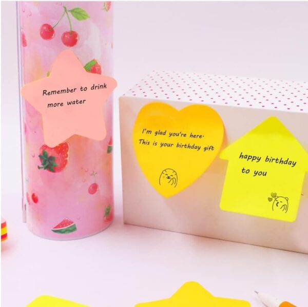 RETON 12Pcs Sticky Notes, Bright Colors Self-Stick Pads, 6 Different Shapes Super Sticking Power Memo Pads, Strong Adhesive,100 Sheets/Pad for Home Office Meeting Notebook(76mm x 76 mm)