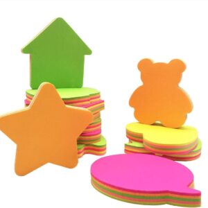 RETON 12Pcs Sticky Notes, Bright Colors Self-Stick Pads, 6 Different Shapes Super Sticking Power Memo Pads, Strong Adhesive,100 Sheets/Pad for Home Office Meeting Notebook(76mm x 76 mm)