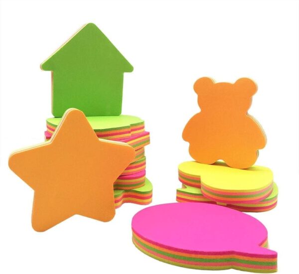 RETON 12Pcs Sticky Notes, Bright Colors Self-Stick Pads, 6 Different Shapes Super Sticking Power Memo Pads, Strong Adhesive,100 Sheets/Pad for Home Office Meeting Notebook(76mm x 76 mm)