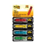 Post-it Arrow Message 0.5″ Page Flags w Per Dispensers, “Sign Here”, Asst Primary, 30 Flags Dispenser, 4 Dispensers Per Pack