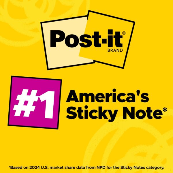 Post-it Notes, 3 in x 3 in, Canary Yellow, 4 Pads/Pack