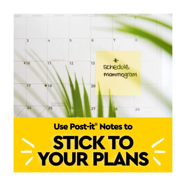 Post-it Notes, 3 in x 3 in, Canary Yellow, 4 Pads/Pack