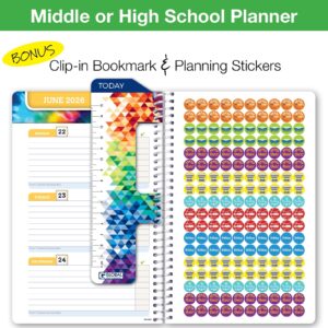 Global Datebooks Dated Middle School or High School Student Planner for Academic Year 2025-2026 Includes Ruler/Bookmark and Planning Stickers (Block Style - 5.5"x8.5" - Doodles) - Image 5