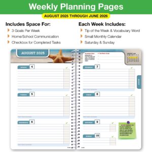 Global Datebooks Dated Middle School or High School Student Planner for Academic Year 2025-2026 Includes Ruler/Bookmark and Planning Stickers (Block Style - 5.5"x8.5" - Doodles) - Image 8