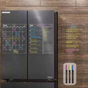 JJPRO Non-Magnetic Dry Erase Calendar for Fridge-Reusable Monthly&Weekly Planning Board and Blank Clear Board Bundle for All Smooth Surfaces. Clear Reusable Board Sticks to Fridge,Wall,Door&Glass - Image 1