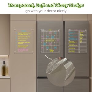 JJPRO Non-Magnetic Dry Erase Calendar for Fridge-Reusable Monthly&Weekly Planning Board and Blank Clear Board Bundle for All Smooth Surfaces. Clear Reusable Board Sticks to Fridge,Wall,Door&Glass - Image 3