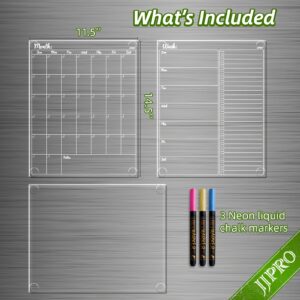 JJPRO Non-Magnetic Dry Erase Calendar for Fridge-Reusable Monthly&Weekly Planning Board and Blank Clear Board Bundle for All Smooth Surfaces. Clear Reusable Board Sticks to Fridge,Wall,Door&Glass - Image 6
