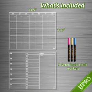 JJPRO Non-Magnetic Dry Erase Calendar for Fridge-Reusable Monthly&Weekly Planning Board and Blank Clear Board Bundle for All Smooth Surfaces. Clear Reusable Board Sticks to Fridge,Wall,Door&Glass - Image 9