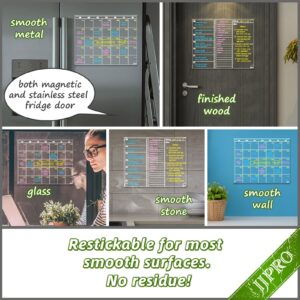 JJPRO Non-Magnetic Dry Erase Calendar for Fridge-Reusable Monthly&Weekly Planning Board and Blank Clear Board Bundle for All Smooth Surfaces. Clear Reusable Board Sticks to Fridge,Wall,Door&Glass - Image 10