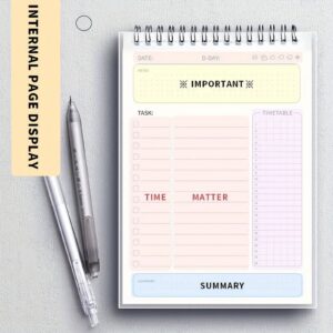 A5 Spiral Plan Agenda, Notebook with Schedule, Daily Checklist Plan, 160 Page Thick Notebook, Office and Learning Supplies, Stationery, Office and School Supplies Schedule and Task Organizer - Image 8