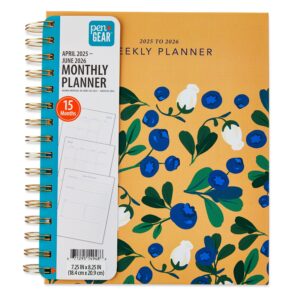 Pen+Gear Monthly Medium (7.25" x 8.25") Planner Blueberry & Floral 15-Month April 2025-June 2026 - Image 1