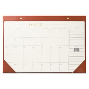 Pen+Gear 12 Month Medium (18.5” x 12.5”) Cognac Brown Undated Simulated Leather Desk Pad Calendar - Image 3