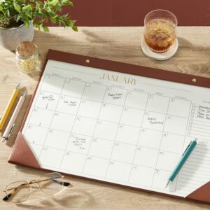 Pen+Gear 12 Month Medium (18.5” x 12.5”) Cognac Brown Undated Simulated Leather Desk Pad Calendar - Image 5