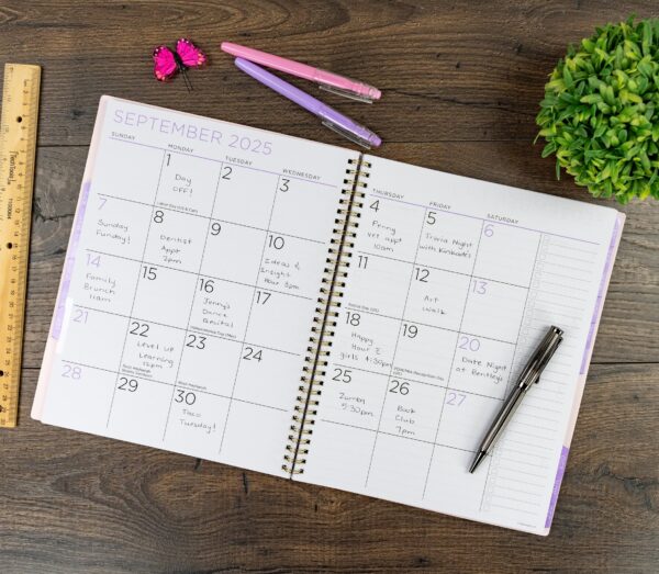 See it Bigger Monthly Weekly Planner Large (9.25″ x 11″) Blue Floral, 15 month, Apr 2025-Jun 2026