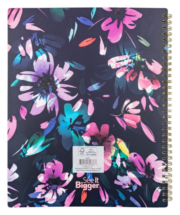 See it Bigger Monthly Weekly Planner Large (9.25″ x 11″) Blue Floral, 15 month, Apr 2025-Jun 2026