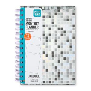 Pen+Gear 13-Month Monthly Planner, Disco, 6.3" x 8.3", Silver, July 2025-July 2026 - Image 1