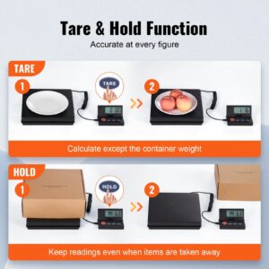 KFFKFF Electronic Freight Weighing Device, 110 lbs x 0.07 oz. Robust Mail Weigher with Timer, Tare, Hold Feature, 90° Adjustable LCD Display Parcel Weigher for Suitcases, Household, Postal Service - Image 2