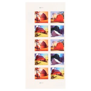 Barns POSTCARD RATE USPS Postage Stamps Strip of 10 US Postal First Class American History Wedding Celebration Anniversary (10 Stamps)