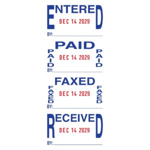 Trodat Professional Date Stamp 5440L – Self-Inking with ENTERED, PAID, FAXED and RECEIVED messages – Red and Blue Impression - Image 3