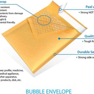 supplyhut 10 5 10.5x16 Kraft Paper Bubble Padded Envelopes Mailers Case 10.5''x16'', Gold - Image 3