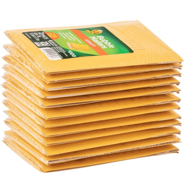 Duck Self-Seal Kraft Bubble Mailer 000, 4″ x 7″, Solid Print, 2 Pack