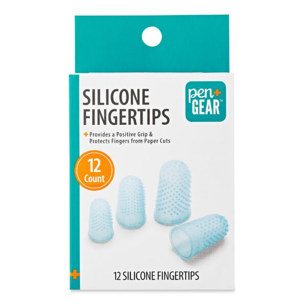 Pen+Gear Silicone Fingertip Protectors, Translucent Blue, 12 Count