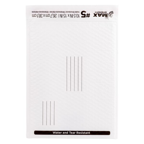 Duck Max Strength Self-Sealing Poly Bubble Mailer 5, 10.5″ x 15″, Solid White