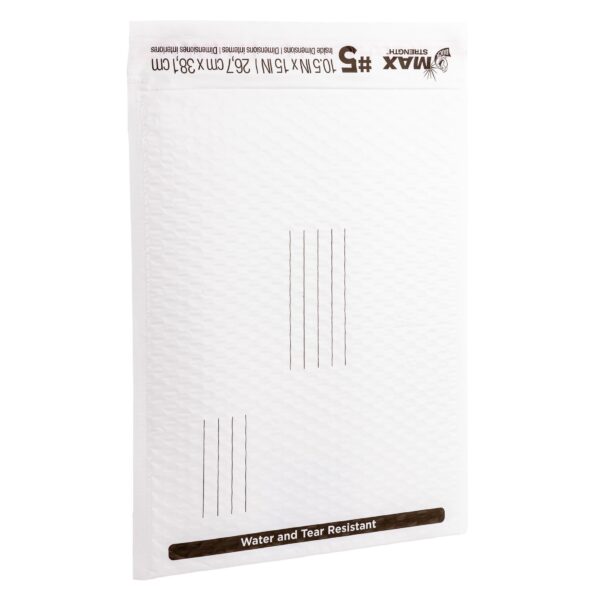Duck Max Strength Self-Sealing Poly Bubble Mailer 5, 10.5″ x 15″, Solid White