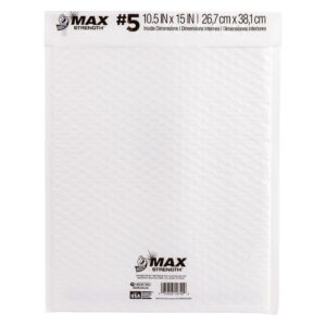 Duck Max Strength Self-Sealing Poly Bubble Mailer 5, 10.5″ x 15″, Solid White