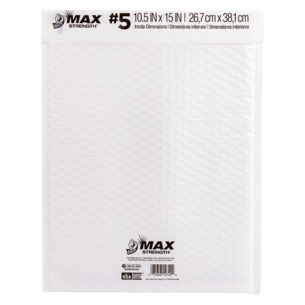 Duck Max Strength Self-Sealing Poly Bubble Mailer 5, 10.5″ x 15″, Solid White