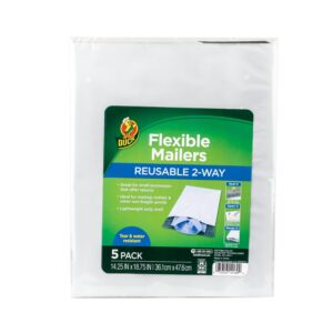 Duck Self-Seal Reuseable Poly Flexible Mailer, 14" x 18", Solid Print, 5 Pack - Image 1