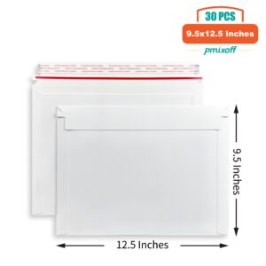 Pmixoff 30 Pack kraft white Rigid Mailers 9.5 x 12.5 inches, Self Seal Stay Flat Bulk Cardboard Kraft No Bend Mailers Peel and Seal for Document Photos Pictures Papers Files CD - Image 1
