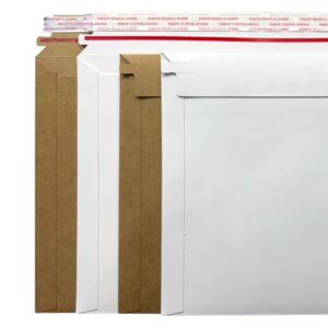 Pmixoff 30 Pack kraft white Rigid Mailers 9.5 x 12.5 inches, Self Seal Stay Flat Bulk Cardboard Kraft No Bend Mailers Peel and Seal for Document Photos Pictures Papers Files CD - Image 2