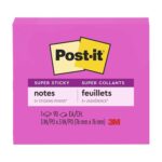 Post-it Super Sticky Notes, 3 in x 3 in, Bright Pink, 1 Pad