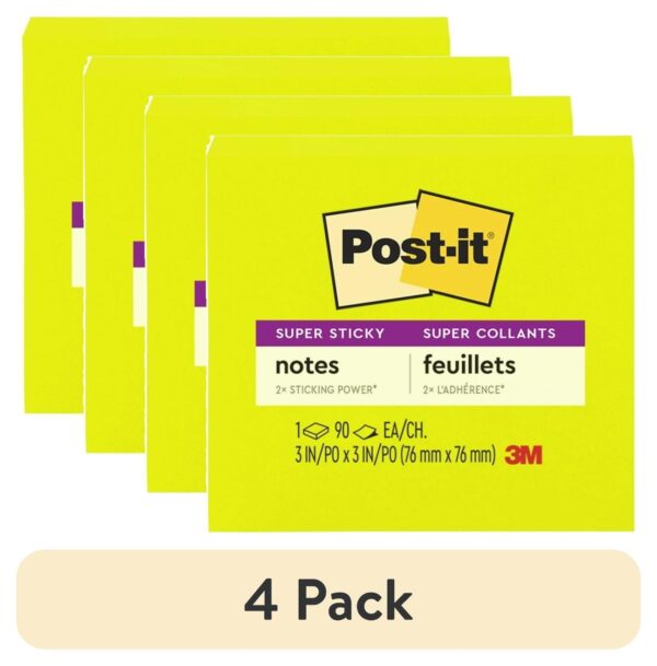 Post-it Super Sticky Notes, 3 in x 3 in, Bright Pink, 1 Pad