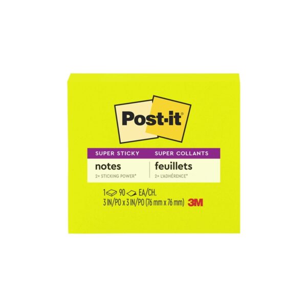 Post-it Super Sticky Notes, 3 in x 3 in, Bright Pink, 1 Pad