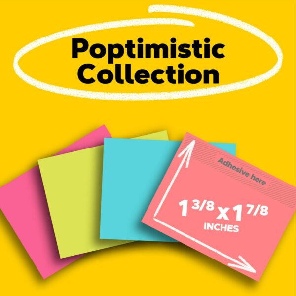 Post-it Notes, 1 3/8 in x 1 7/8 in, Poptimistic, 4 Pads