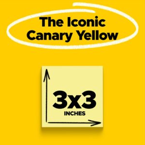 Post-it Note, Canary Yellow, 3 in. x 3 in, 90 Sheet, 1 Pad