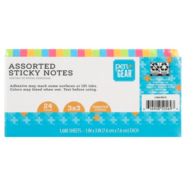Pen + Gear Paper Sticky Notes, Neon, 3″ x 3″, 1680 Sheets, 24 Counts