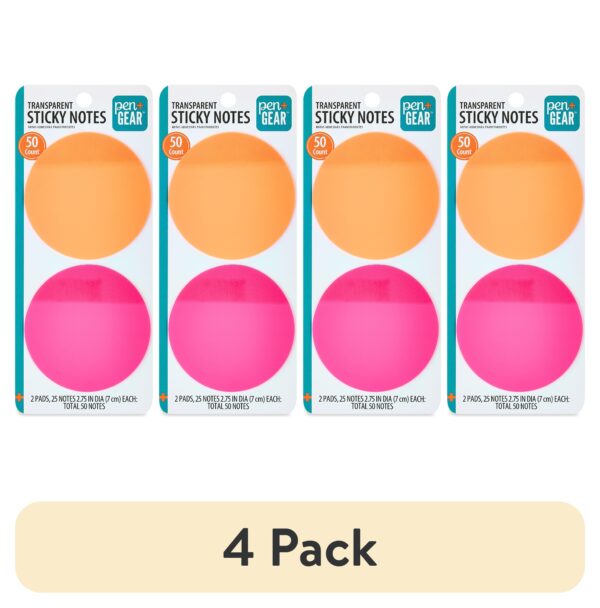 Pen + Gear Transparent Circular Sticky Notes,50 Count,Size 70mm