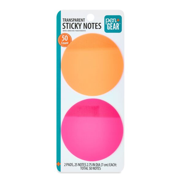Pen + Gear Transparent Circular Sticky Notes,50 Count,Size 70mm
