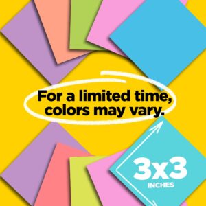 Post-it Super Sticky Notes, 3 in. x 3 in., Supernova Neons, 24 Pads
